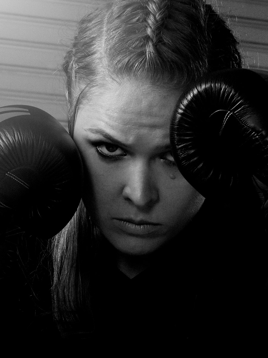 Female MMA fighter, Ronda Rousey, photographed by Scott Council
